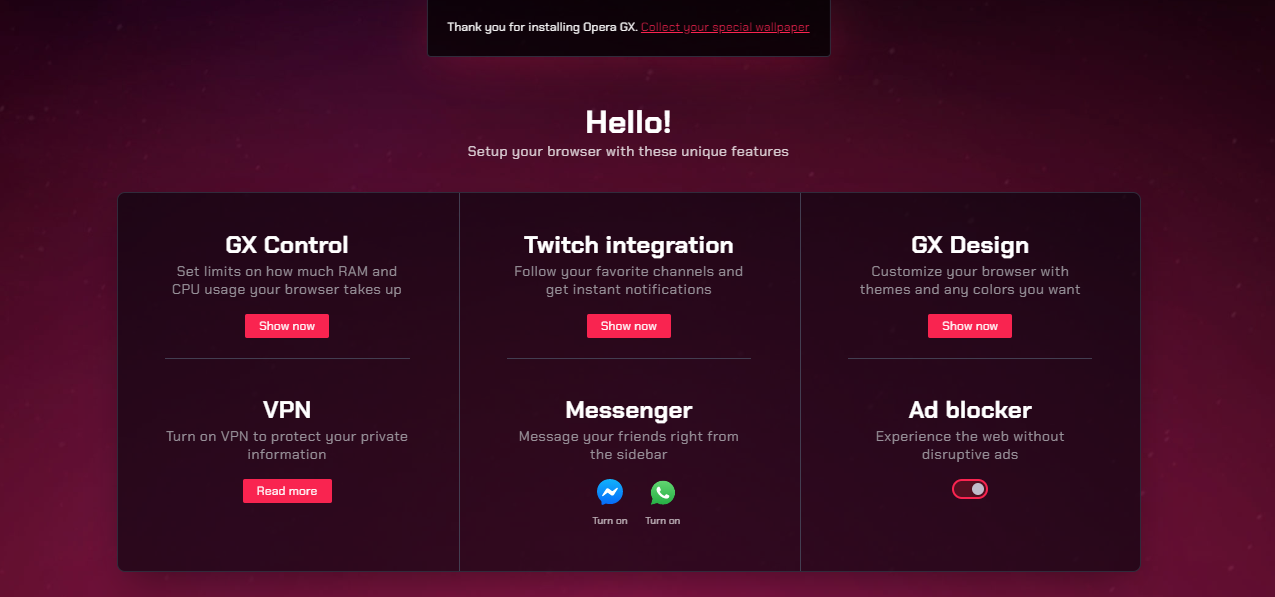 Opera GX, Gaming Browser